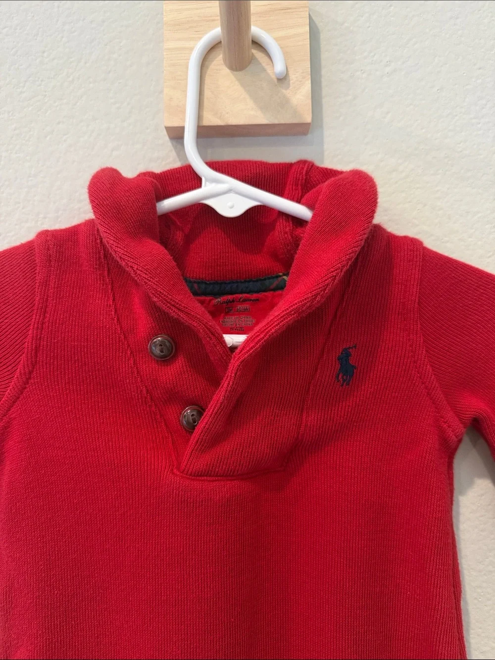 Ralph Lauren Bright Red Shawl-Collar Footed One-Piece
